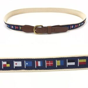 Zep Pro Mens Nautocal Code Flag Belt Size 44 Leather Brass Buckle Made In USA